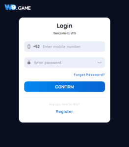 login page w9 game