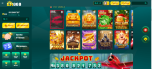 er888 game screenshot of game categories.