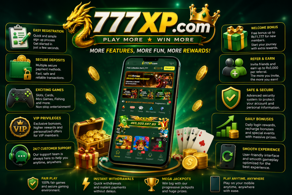 777XP Game promotions page with cashback offers daily rewards and special events