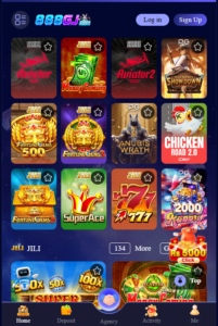 A screenshot of the 888gj game mobile interface showing a casino gaming dashboard.